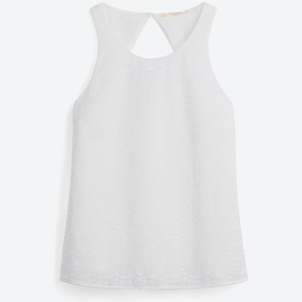 White Keyhole Embroidered Back Blouse